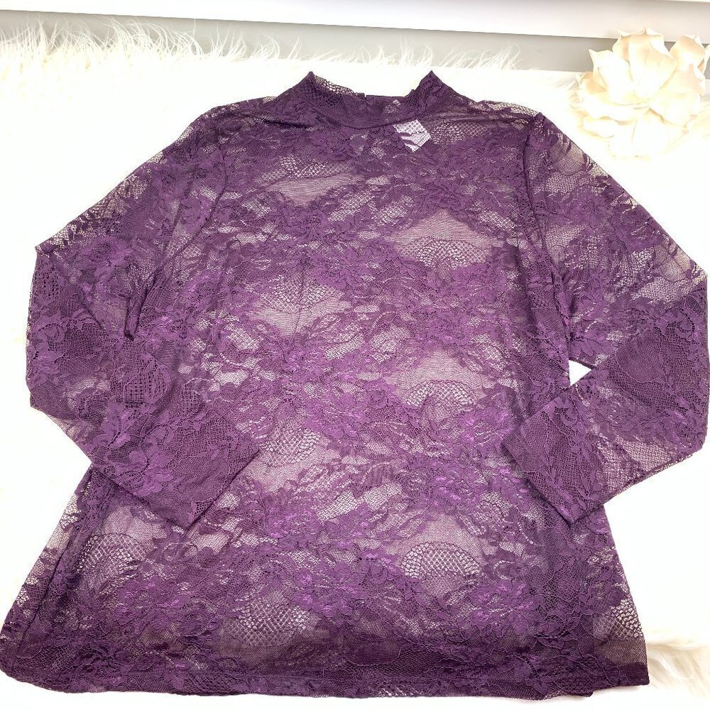 Lane Bryant Whimsigoth Long Sleeve Semi Sheer Lace Blouse/Top Women's Size 26/28